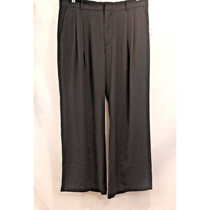 GAP Pants Pleated Womens size 16 Black Elastic Waist Pockets Wide Leg Trouser